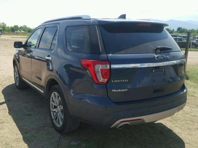 1FM5K8F87GGA71169 - 2016 FORD EXPLORER L BLUE photo 3