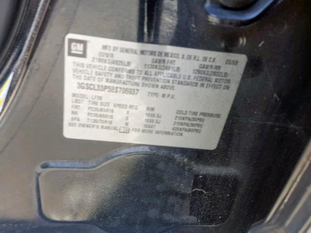 3GSCL33P58S706937 - 2008 SATURN VUE XE BLACK photo 10