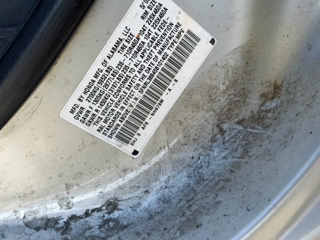 5FNRL38845B101402 - 2005 HONDA ODYSSEY TO SILVER photo 10