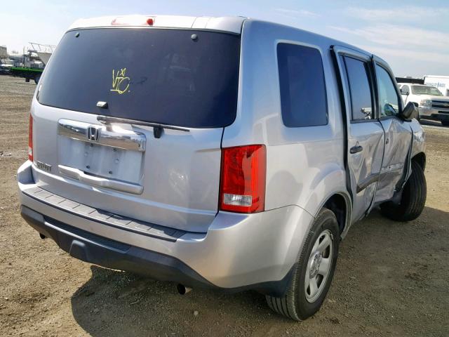 5FNYF3H28CB026960 - 2012 HONDA PILOT LX SILVER photo 4