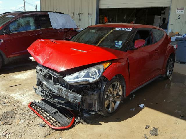 KMHTC6AE0EU201393 - 2014 HYUNDAI VELOSTER T RED photo 2