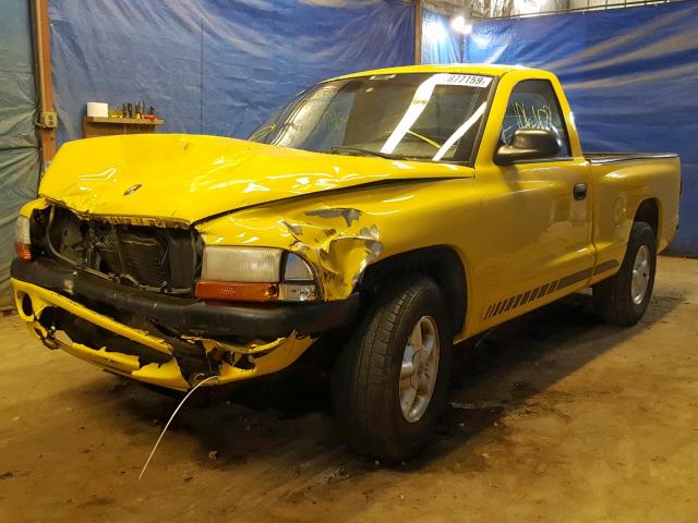 1B7FL26X4XS201478 - 1999 DODGE DAKOTA YELLOW photo 2