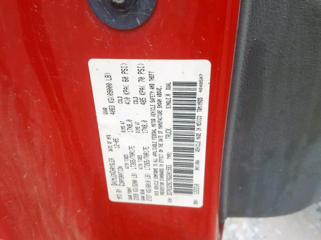 3D7KS29C76G201593 - 2006 DODGE RAM 2500 RED photo 10