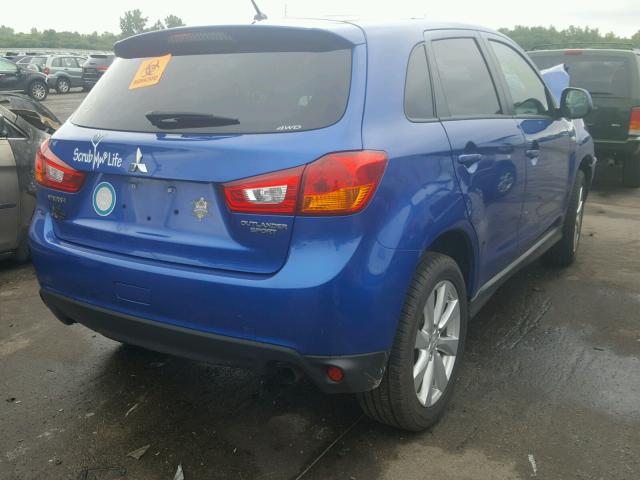 4A4AR3AU5FE001615 - 2015 MITSUBISHI OUTLANDER BLUE photo 4