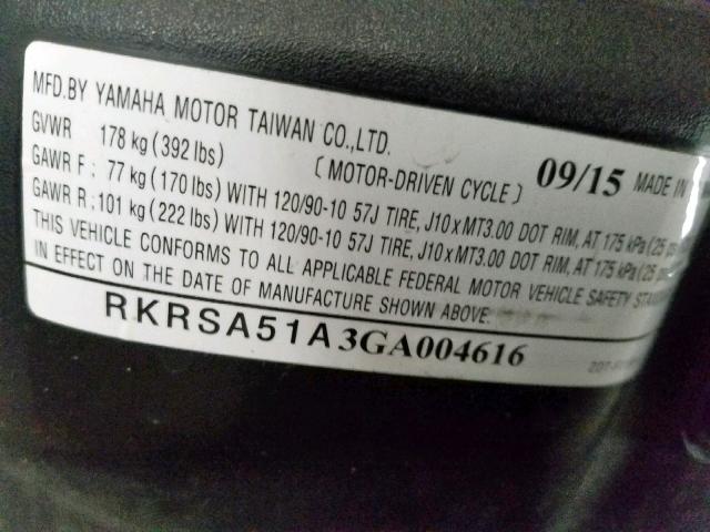 RKRSA51A3GA004616 - 2016 YAMAHA YW50 FX WHITE photo 10