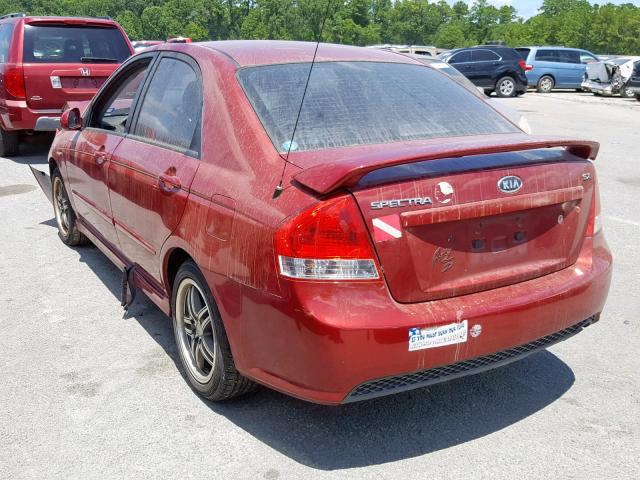 KNAFE121185015786 - 2008 KIA SPECTRA EX RED photo 3