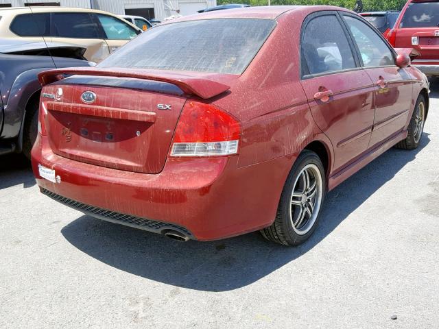 KNAFE121185015786 - 2008 KIA SPECTRA EX RED photo 4