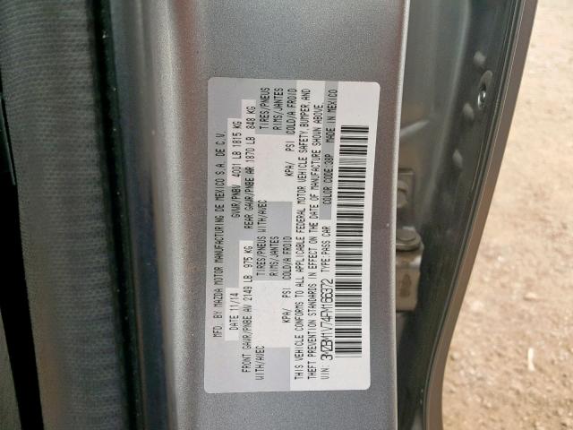 3MZBM1V74FM166372 - 2015 MAZDA 3 TOURING SILVER photo 10