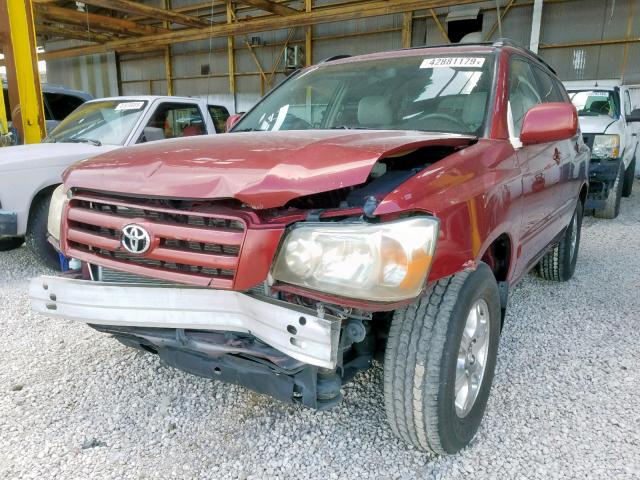 JTEGP21A350067644 - 2005 TOYOTA HIGHLANDER RED photo 2