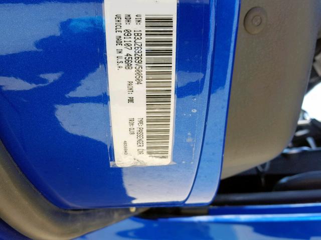 1B3JZ69Z69V500504 - 2009 DODGE VIPER SRT- BLUE photo 10