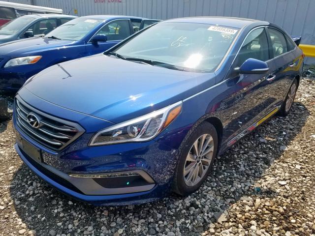 5NPE34AF1HH548997 - 2017 HYUNDAI SONATA SPO BLUE photo 2