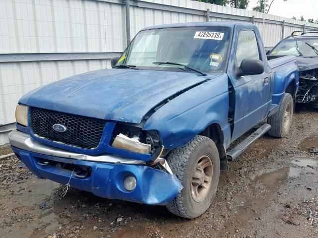 1FTYR10U51PA30993 - 2001 FORD RANGER BLUE photo 2