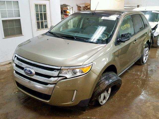 2FMDK3JC1DBA97411 - 2013 FORD EDGE SEL GREEN photo 2