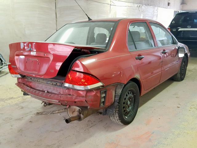 JA3AJ26E66U057741 - 2006 MITSUBISHI LANCER ES RED photo 4