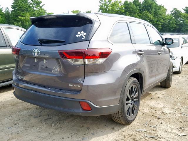 5TDJZRFH4KS573804 - 2019 TOYOTA HIGHLANDER GRAY photo 4