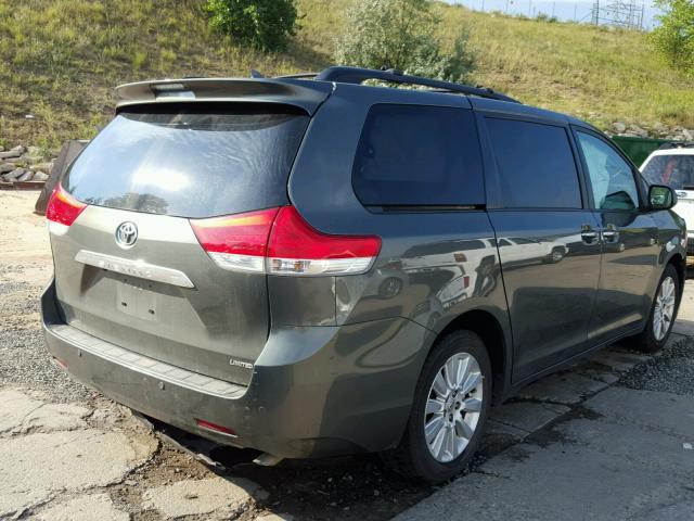 5TDYK3DCXBS002423 - 2011 TOYOTA SIENNA XLE GRAY photo 4