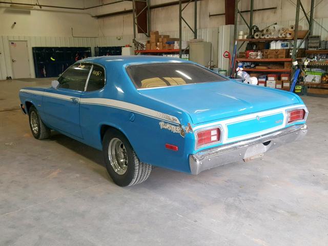 VL29G3B209402 - 1973 PLYMOUTH DUSTER BLUE photo 3