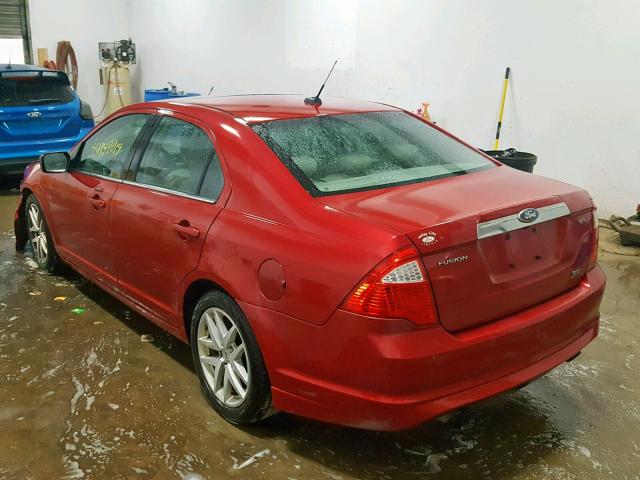 3FAHP0JG6AR344112 - 2010 FORD FUSION SEL RED photo 3