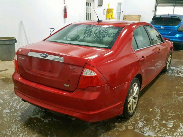 3FAHP0JG6AR344112 - 2010 FORD FUSION SEL RED photo 4