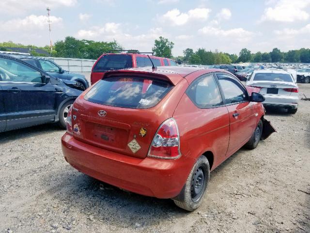 KMHCM36C78U056876 - 2008 HYUNDAI ACCENT GS ORANGE photo 4