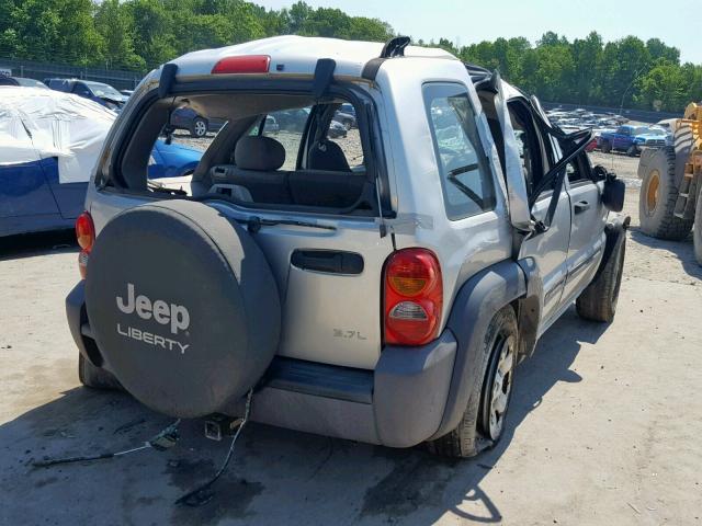 1J4GL48K43W645975 - 2003 JEEP LIBERTY SP SILVER photo 4