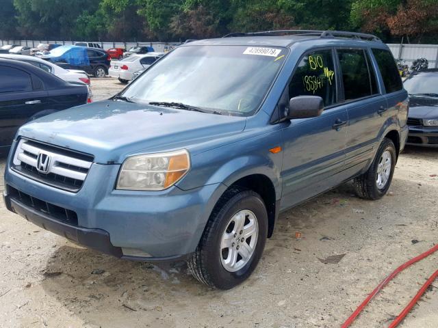 5FNYF281X7B045162 - 2007 HONDA PILOT LX BLUE photo 2