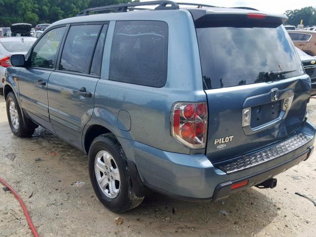 5FNYF281X7B045162 - 2007 HONDA PILOT LX BLUE photo 3