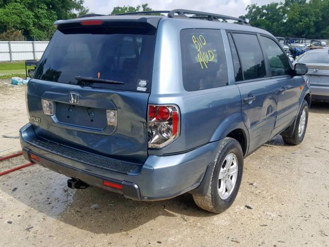 5FNYF281X7B045162 - 2007 HONDA PILOT LX BLUE photo 4