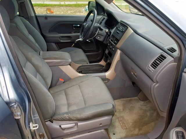 5FNYF281X7B045162 - 2007 HONDA PILOT LX BLUE photo 5