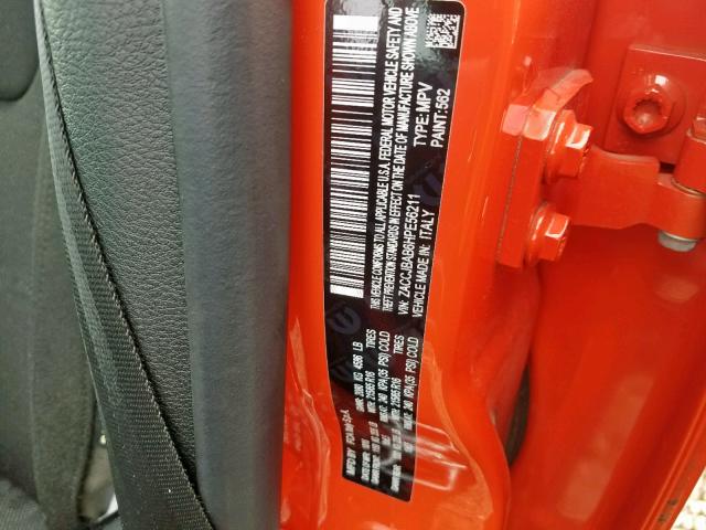 ZACCJBAB6HPE56211 - 2017 JEEP RENEGADE S 橙色 照片 10