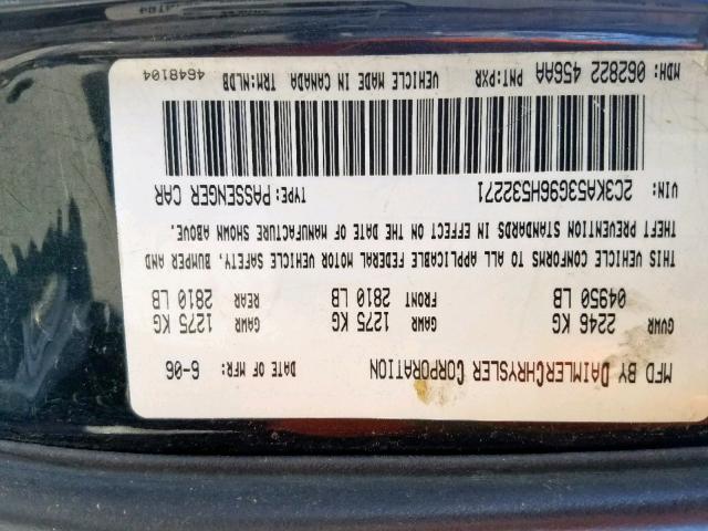 2C3KA53G96H532271 - 2006 CHRYSLER 300 TOURIN BLACK photo 10