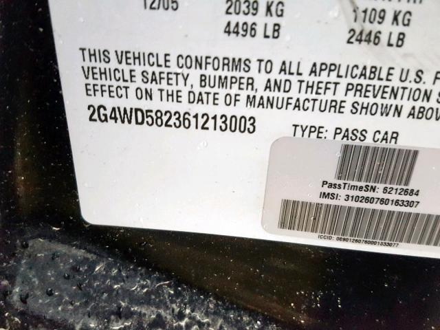 2G4WD582361213003 - 2006 BUICK LACROSSE C BLACK photo 10