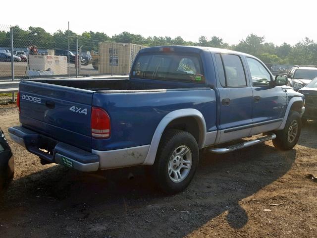 1B7HG48N72S670416 - 2002 DODGE DAKOTA QUA BLUE photo 4