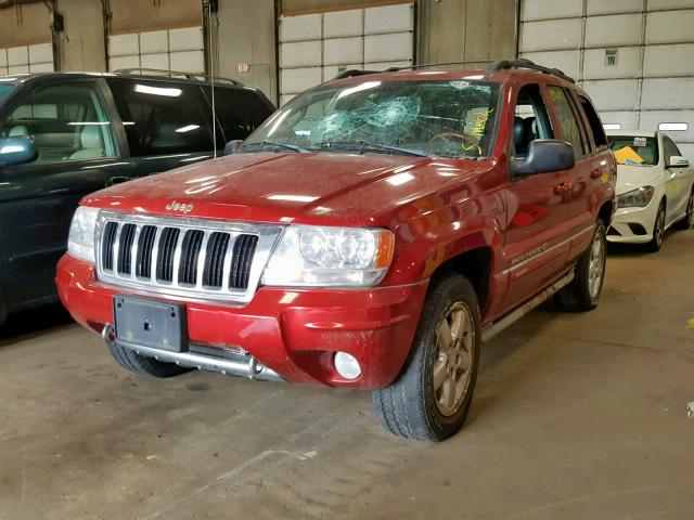 1J8GW68J84C397838 - 2004 JEEP GRAND CHER RED photo 2