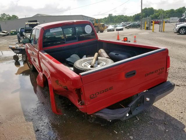 1D7HG12K34S719231 - 2004 DODGE DAKOTA SXT RED photo 3