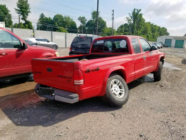 1D7HG12K34S719231 - 2004 DODGE DAKOTA SXT RED photo 4