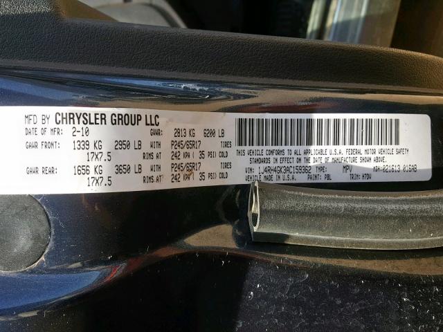 1J4RH4GK3AC159362 - 2010 JEEP COMMANDER BLUE photo 10