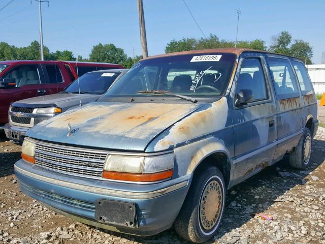 2P4GH45R4NR752959 - 1992 PLYMOUTH VOYAGER SE BLUE photo 2