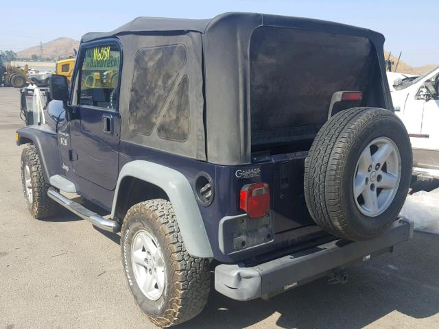 1J4FA39S22P757306 - 2002 JEEP WRANGLER / BLUE photo 3