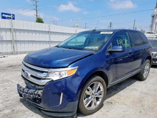 2FMDK3JC8CBA37673 - 2012 FORD EDGE SEL BLUE photo 2