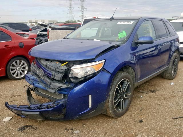 2FMDK3JC8EBA09309 - 2014 FORD EDGE SEL BLUE photo 2