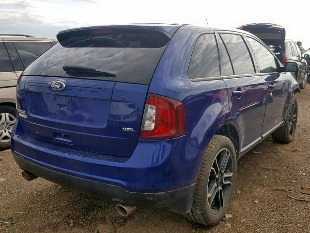 2FMDK3JC8EBA09309 - 2014 FORD EDGE SEL BLUE photo 4