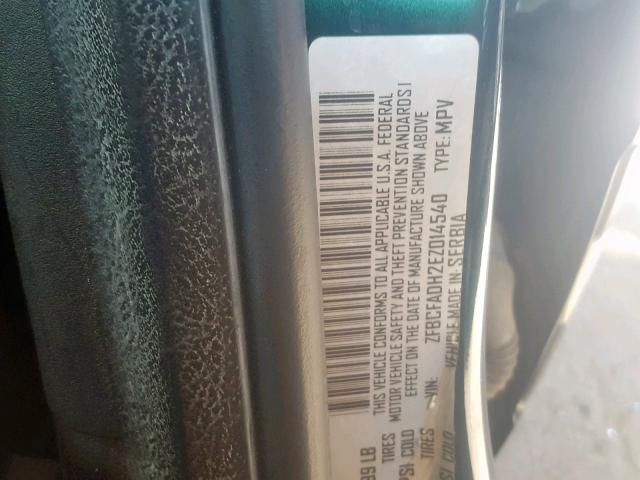 ZFBCFADH2EZ014540 - 2014 FIAT 500L TREKK GREEN photo 10