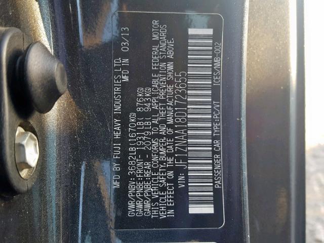 JF1ZNAA18D1723655 - 2013 TOYOTA SCION FR-S CHARCOAL photo 10