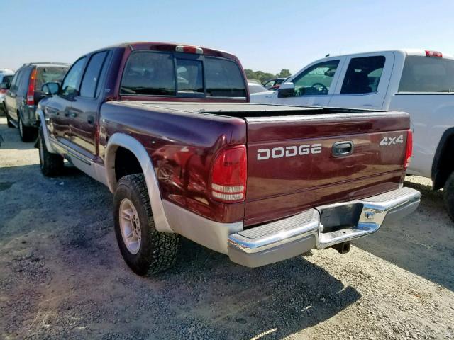 1B7GG2AN51S212429 - 2001 DODGE DAKOTA QUA MAROON photo 3