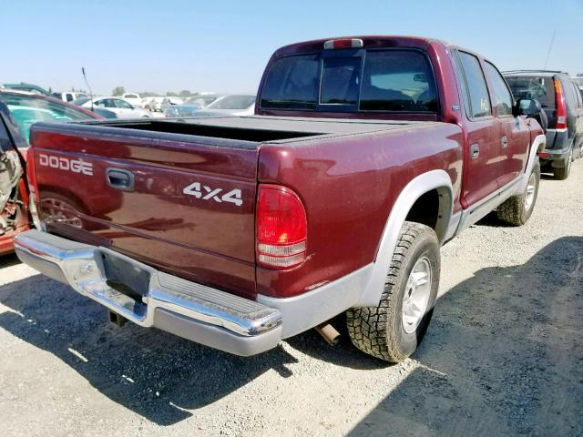 1B7GG2AN51S212429 - 2001 DODGE DAKOTA QUA MAROON photo 4