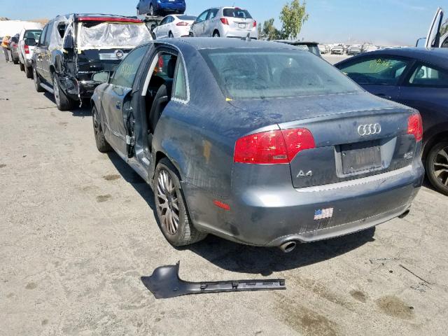 WAUDF78E48A134859 - 2008 AUDI A4 2.0T QU GRAY photo 3