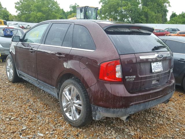 2FMDK3K9XCBA90040 - 2012 FORD EDGE LIMIT MAROON photo 3