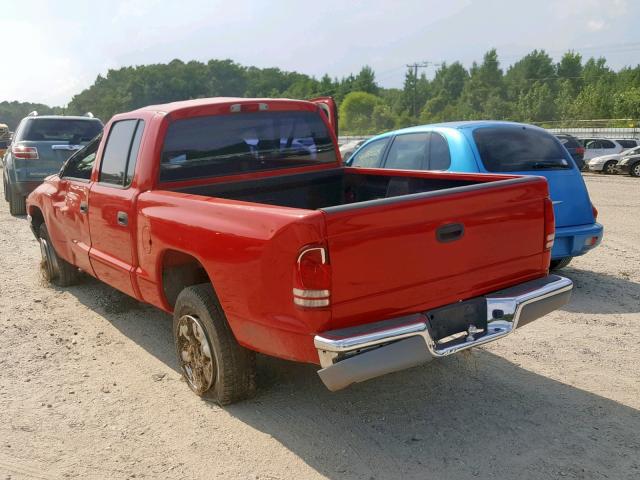 1D7HG48N74S586847 - 2004 DODGE DAKOTA QUA RED photo 3