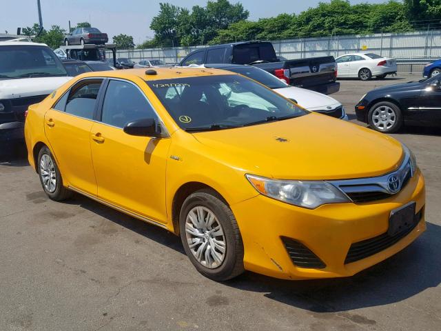 4T1BD1FK9CU049444 - 2012 TOYOTA CAMRY HYBR YELLOW photo 1